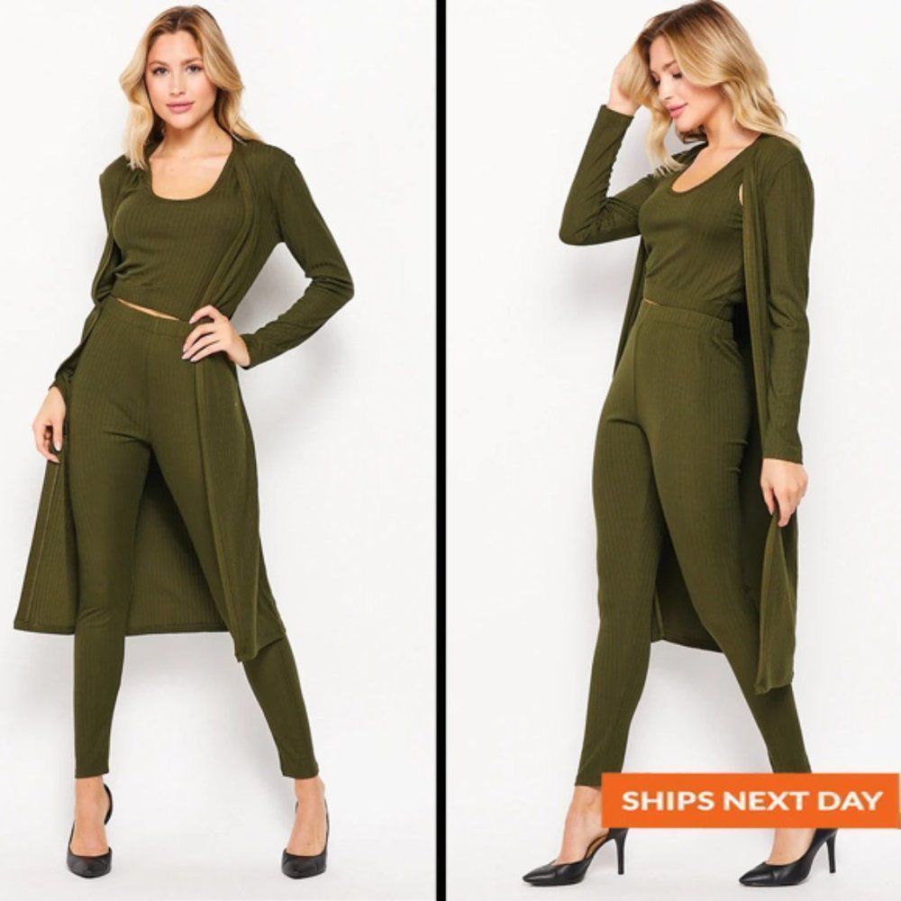 COPY - Luxe Feel 3 Piece Set - Three Piece Set - Cardigan Set - Duster - Knit P…